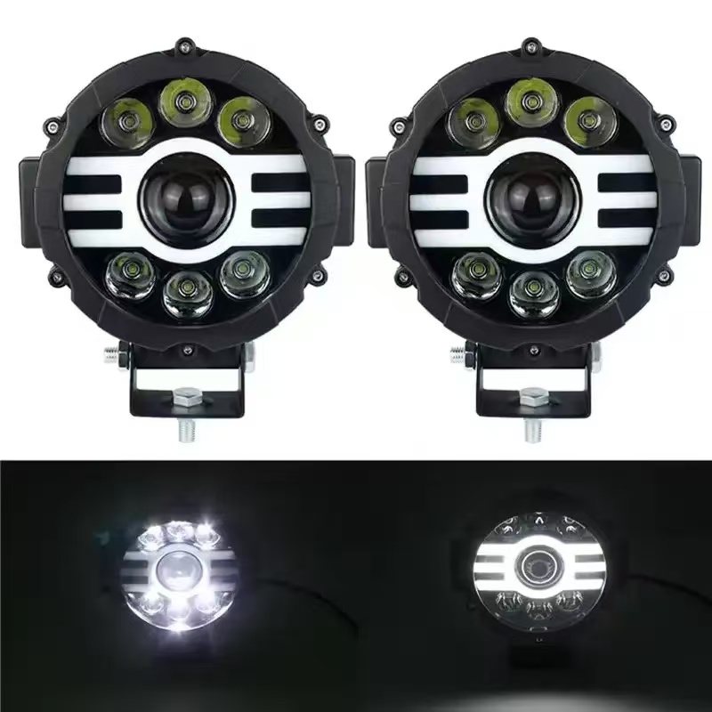 Off-road vehicle LED lights, work lights, 7-inch external 60W fog lights, front bumper lights, spotlights, H-shaped motorcycle lights, car bulbs details Picture
