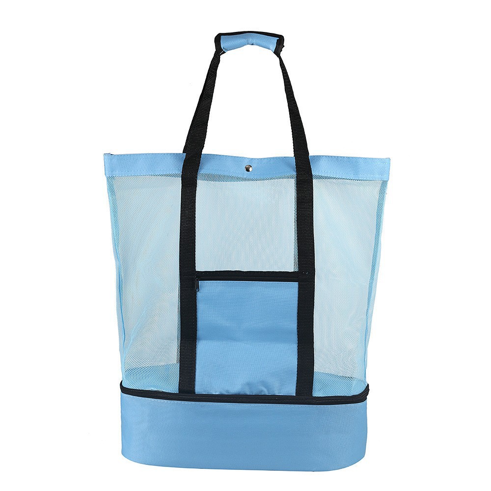 Direct sales from the source factory: Cross-border hand-held large-capacity double-layer insulated mesh beach swimming storage bag for outdoor travel detail image 4