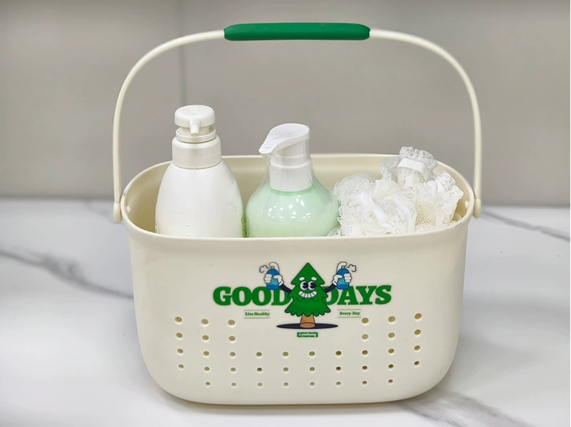 Y19-YN-548 manufacturer wholesale hand-held bath baskets, hollowed-out water-draining plastic baskets, storage baskets, vegetable baskets, and storage baskets that can be printed with logos detail image 4