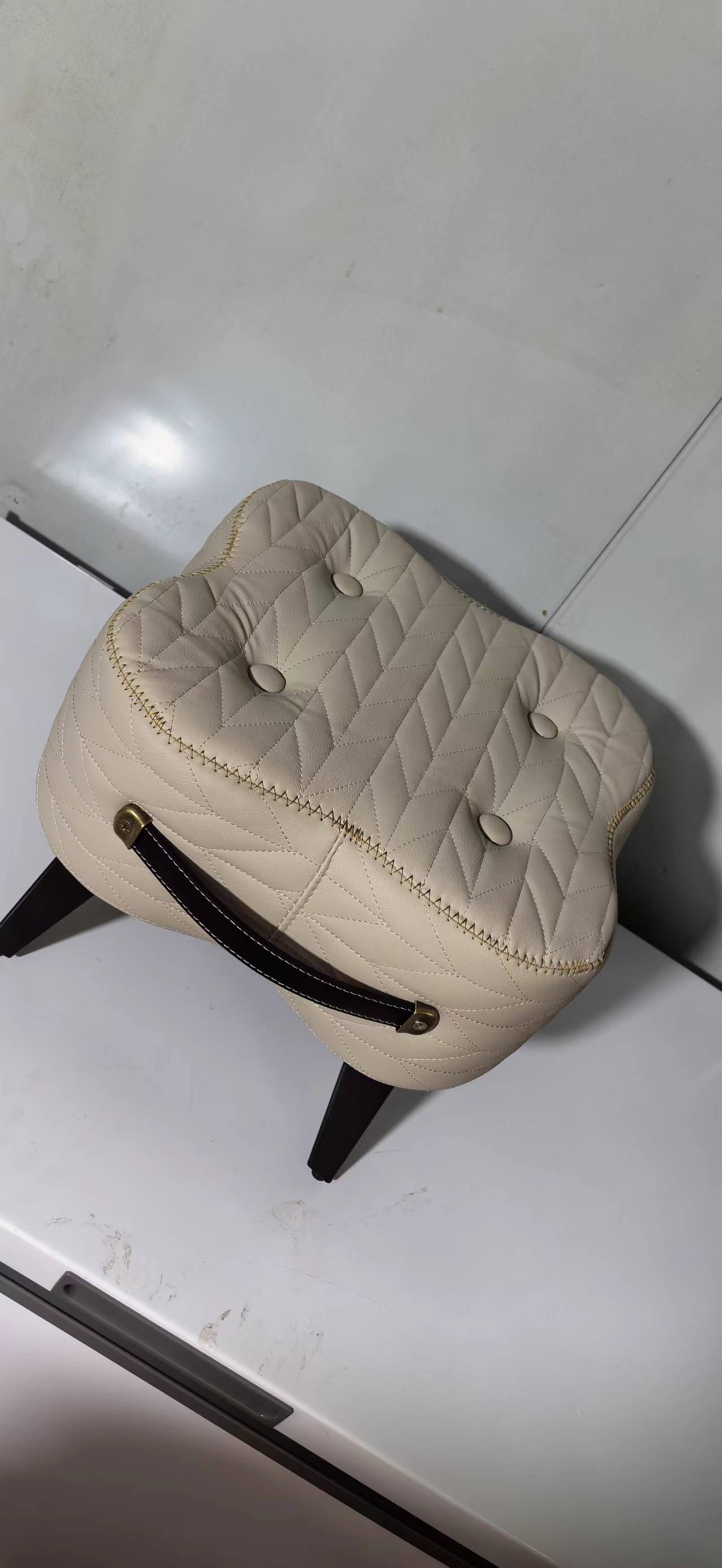 Leather stool flowers details Picture