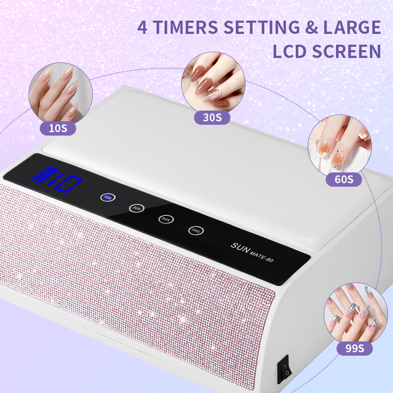 The new 280W high-power battery-powered nail art two-hand lamp features a large space for diamond mounting, touch screen display, and intelligent sensing, specifically designed for wearable nails Item Picture