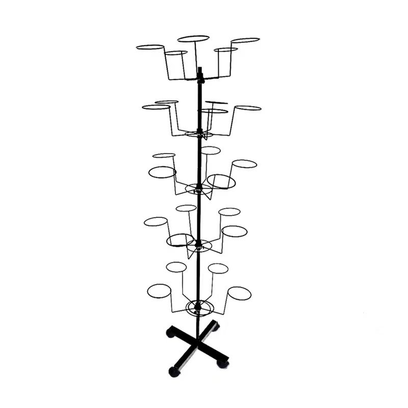 Floor-standing rotating movable hat rack, multi-functional display rack, wheeled hardware hat rack Application Scenario