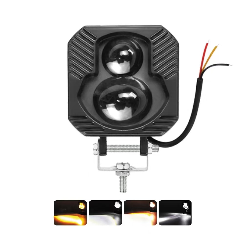 Automobile LED spotlights, off-road vehicle spotlights, high-power headlights, high beams, bumper lights, yellow light for both eyes full figure