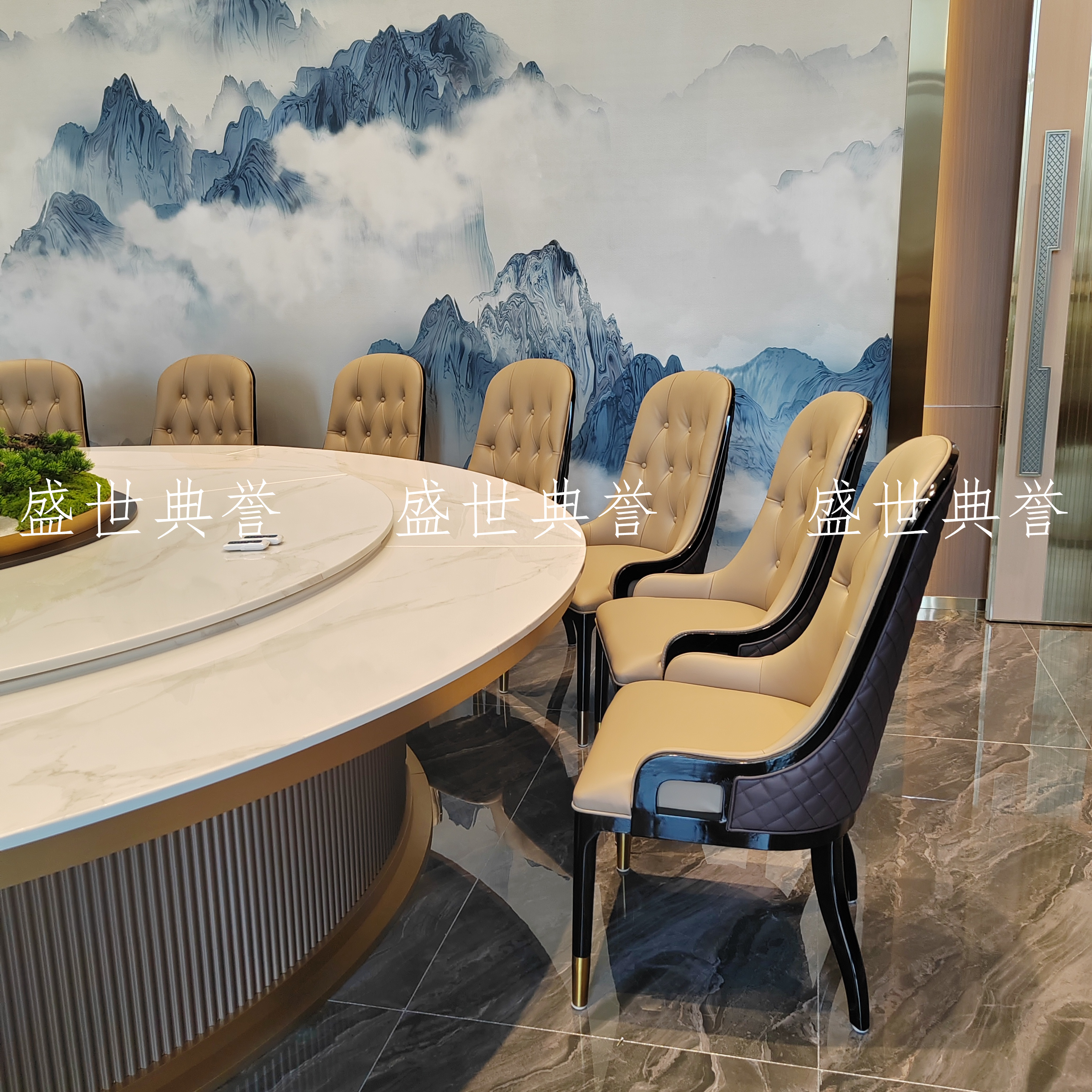 镇江高端别墅家用餐椅星级酒店餐饮包厢实木椅会所轻奢实木软包椅