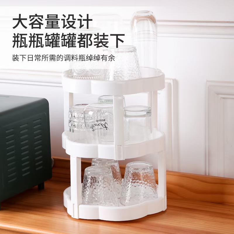 懒角落厨房调料品架家用旋转托盘油盐酱醋桌面置物盘多功能收纳盘 详情图3