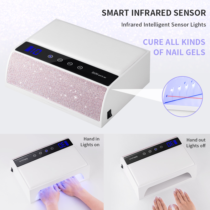 The new 280W high-power battery-powered nail art two-hand lamp features a large space for diamond mounting, touch screen display, and intelligent sensing, specifically designed for wearable nails details Picture