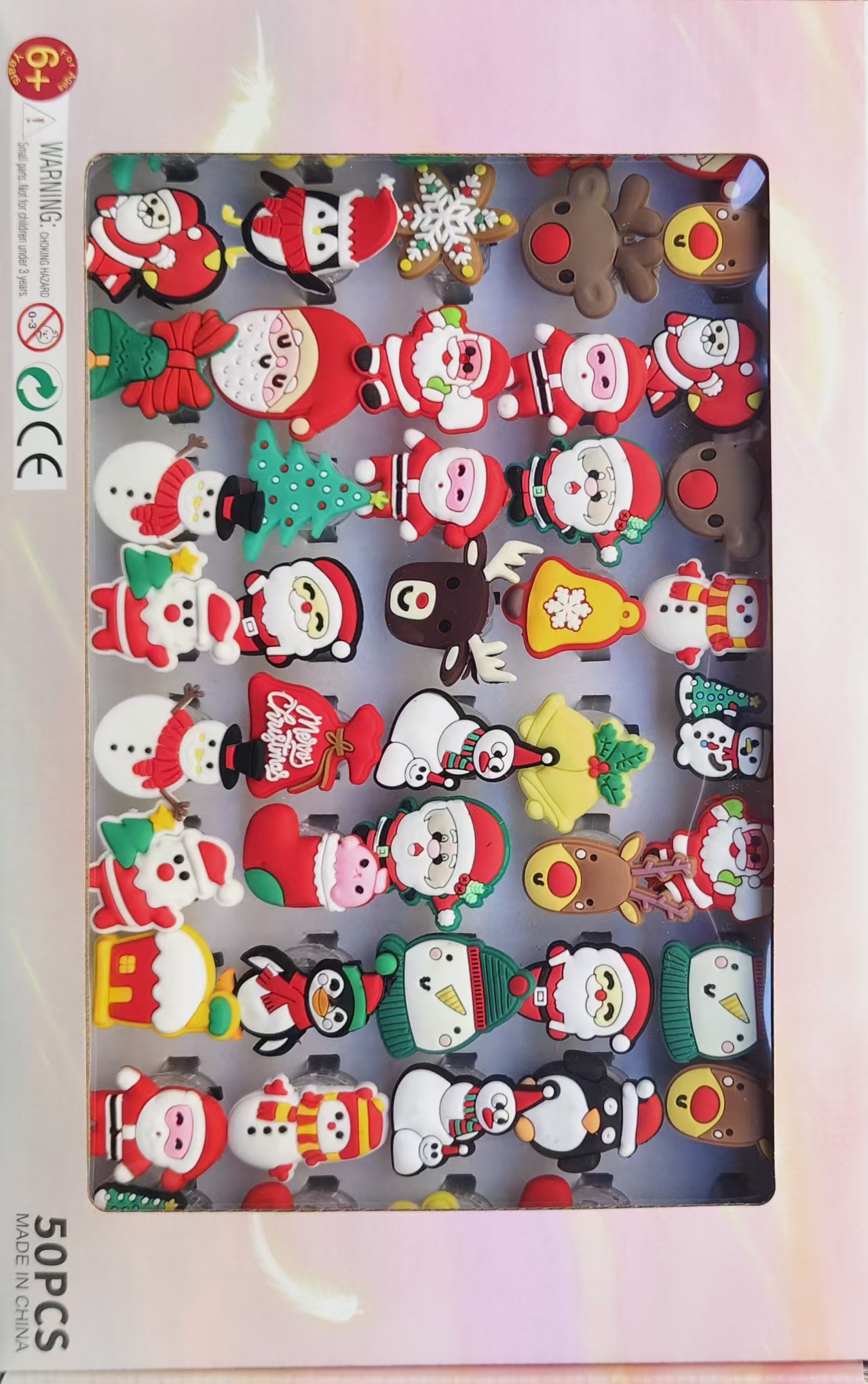 Children's luminous rings, cartoon Christmas festive atmosphere rings, cute pattern glittering toy rings, factory direct sales, electronic resin rings, soft rubber rings