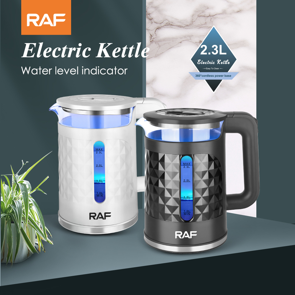 RAF European standard high-end glass window anti-dry-burning electric kettle, quick heating kettle