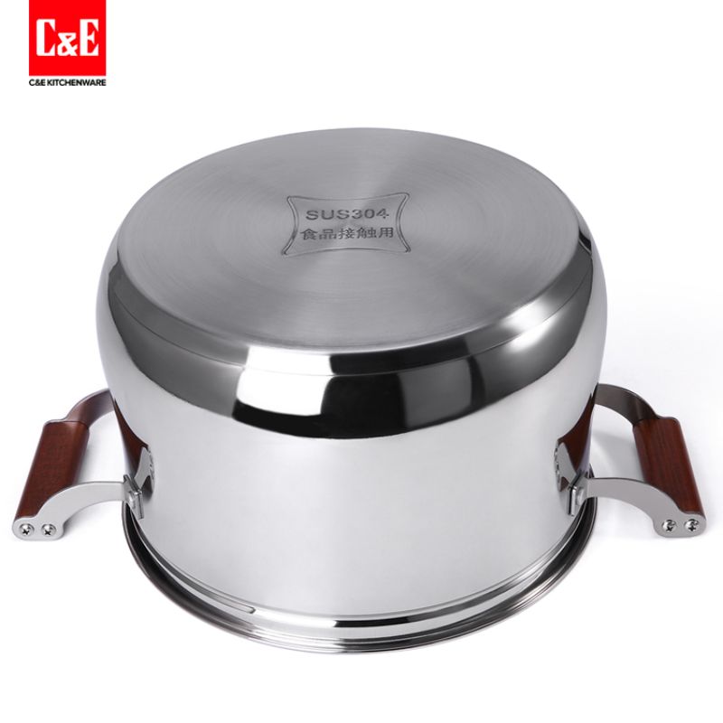 C&E Creative's 304 stainless steel steamer, soup pot, multi-functional steaming and cooking rice pot with steaming rack for draining water, suitable for household use Item Picture