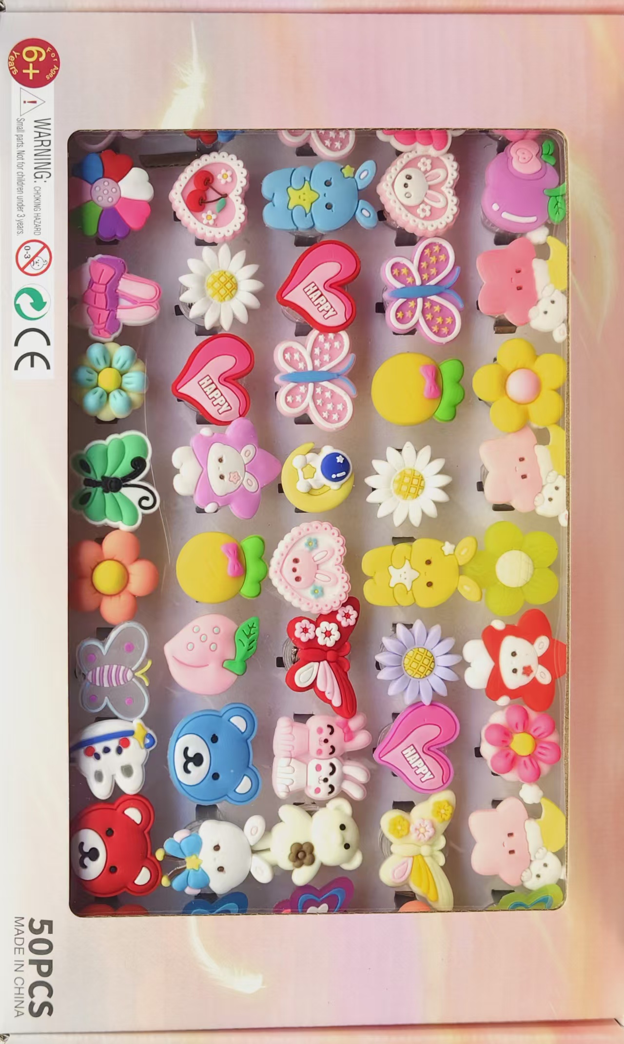 Children's luminous rings, cartoon Christmas festive atmosphere rings, cute pattern glittering toy rings, factory direct sales, electronic resin rings, soft rubber rings details Picture