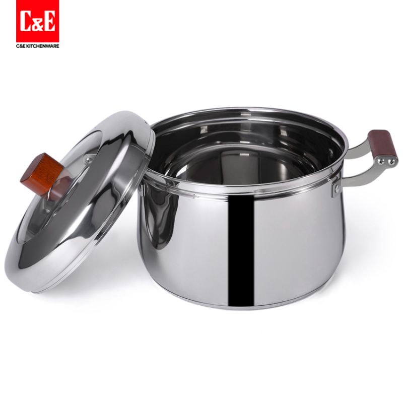 C&E Creative's 304 stainless steel steamer, soup pot, multi-functional steaming and cooking rice pot with steaming rack for draining water, suitable for household use details Picture