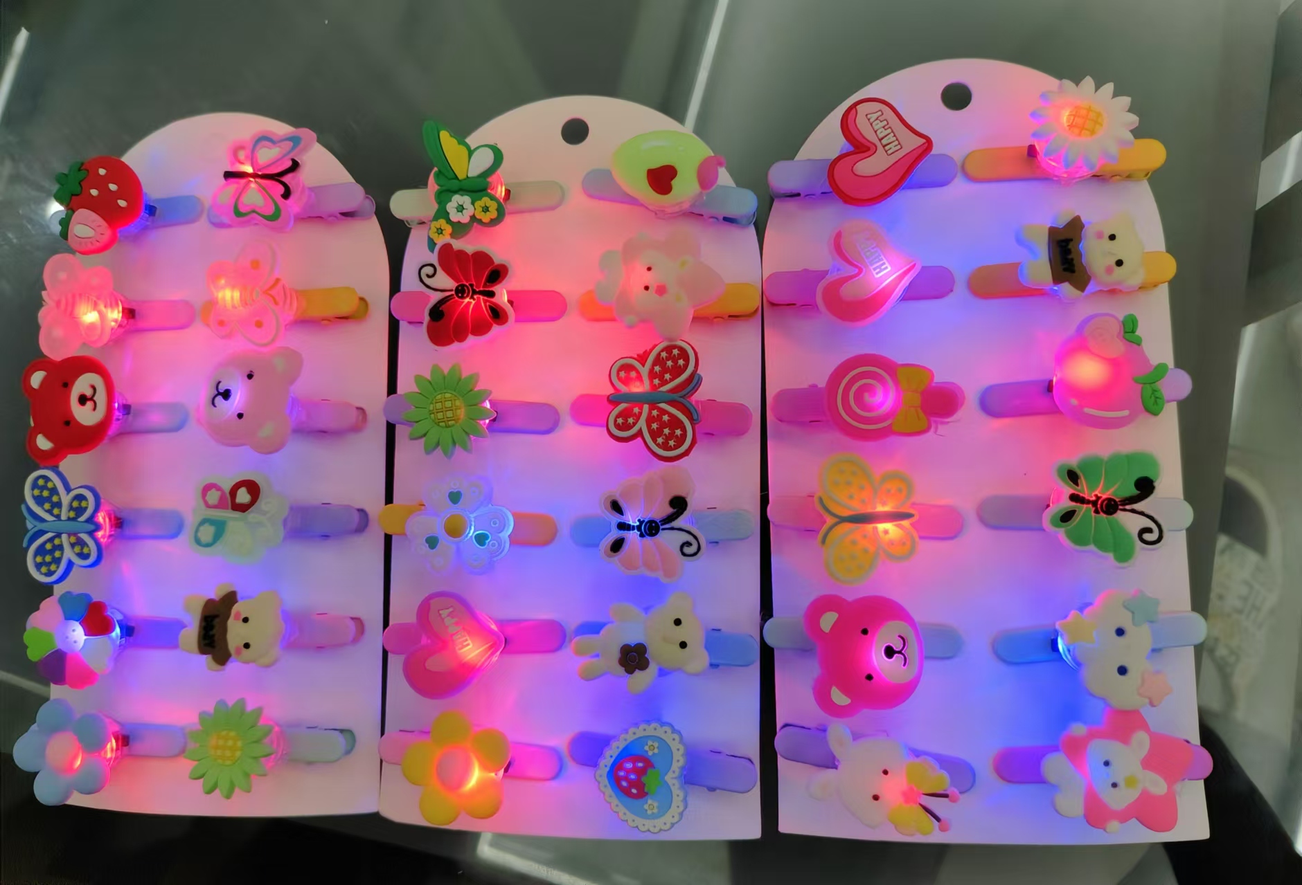 儿童发光发夹卡通软胶发夹闪光发扣厂家直销发夹圣诞软胶详情6