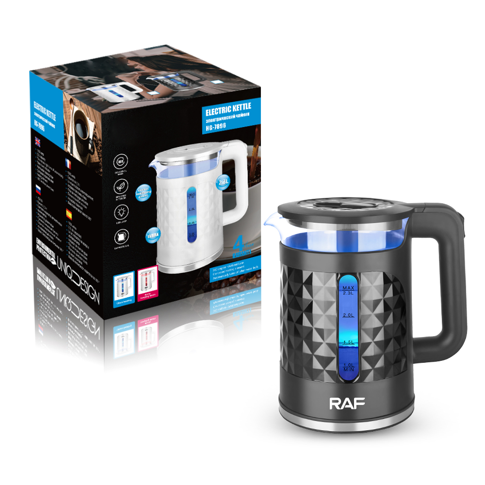 RAF European standard high-end glass window anti-dry-burning electric kettle, quick heating kettle details Picture