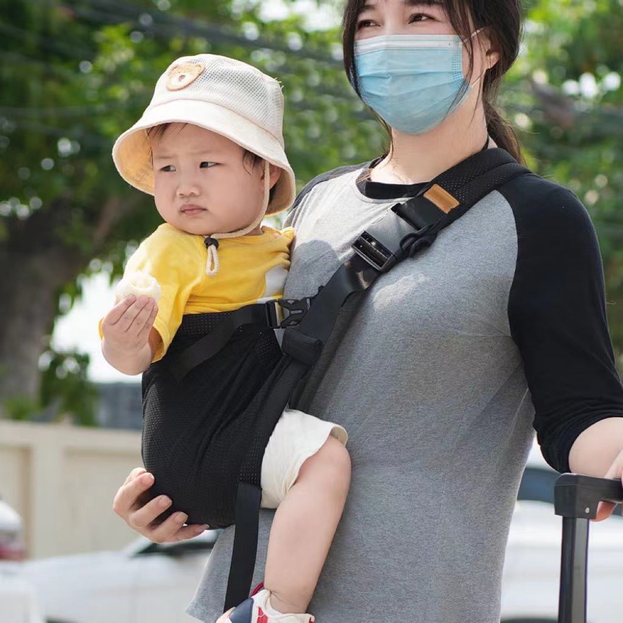 跨境专供宝宝外出简易背巾新生婴儿背带前抱式横抱背带抱娃背婴带详情2