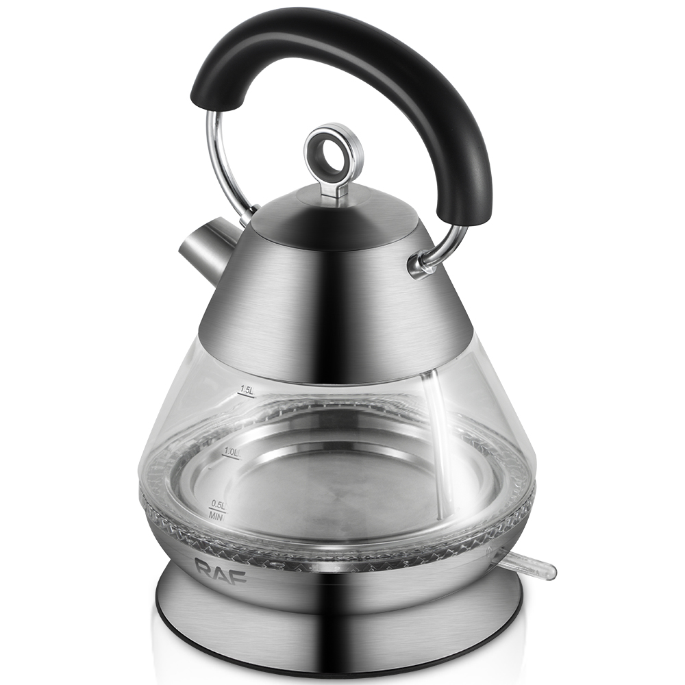 RAF European standard cross-border transparent glass 1.5L electric kettle with automatic large-capacity multi-functional kettle overheat protection Application Scenario