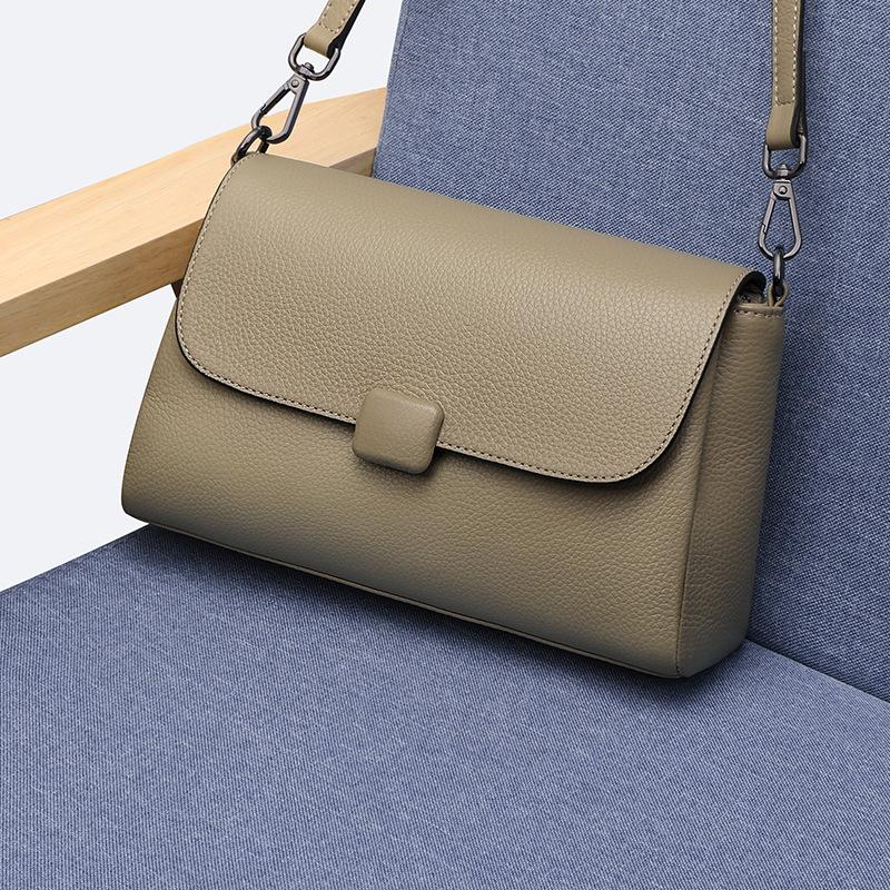 genuine leather single-sling bag for ladies cowhide fashion all-match mom bag small 2024 new summer simple anti-theft messenger bag for women