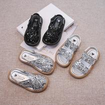 girls' sandals 2024 summer new baby 3-6-12 years old princess sandals baby soft bottom non-slip children's sandals
