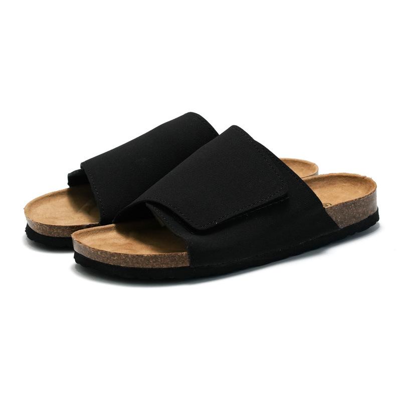 men's cork slippers fashionable student flip flops men's beach shoes frosted leather slippers
