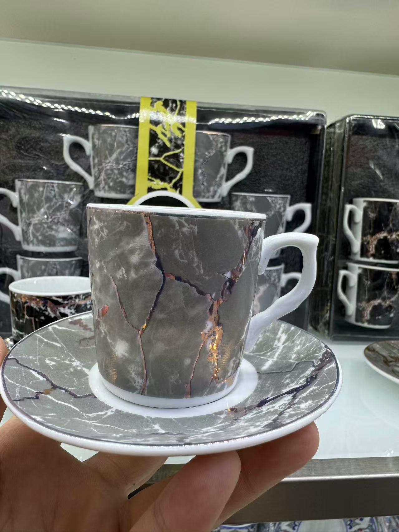 咖啡杯/搅拌杯/杯碟套装/铃兰陶瓷保温杯/咖啡杯不锈钢细节图