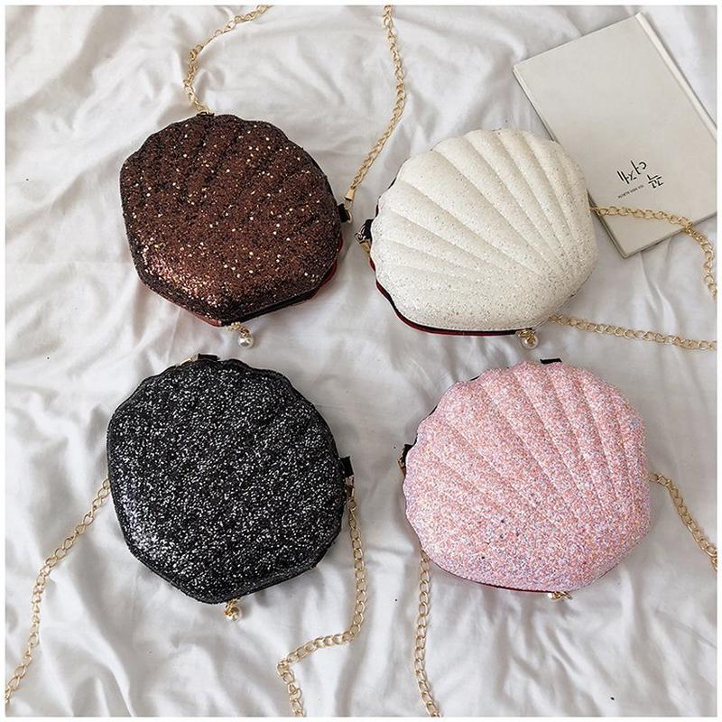 Shaping Small Bag for Women 2025 New Makeup Shell Bag Korean Style Sequin Women Bag Fashion Chain Shoulder Messenger Bag