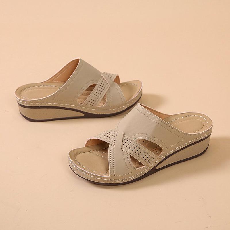 2023 Summer Wedge Sandals Fairy Style plus Size Thi Bottom Non-Slip Hollow-out Belt Bule Beach Roman Shoes for Women