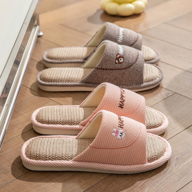 linen slippers spring and autumn women's four seasons indoor home summer cotton and linen walking shit feeling home home non-slip male couple wholesale