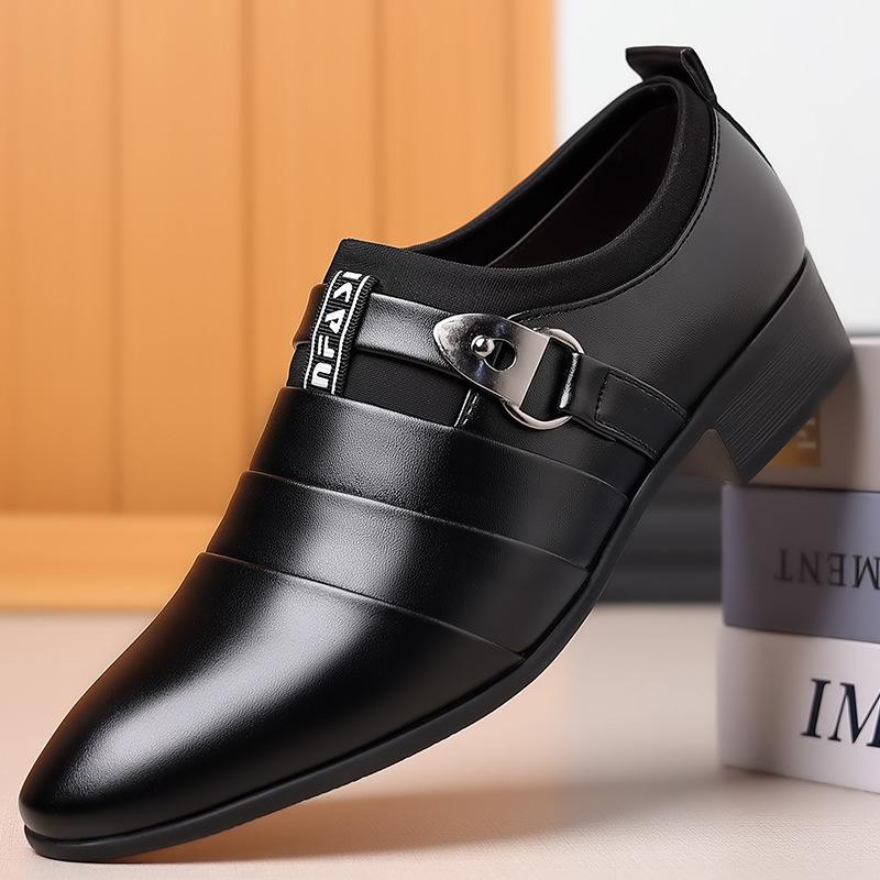 2024 new leather shoes men's business formal shoes korean men's shoes plus size pointed casual shoes one piece dropshipping