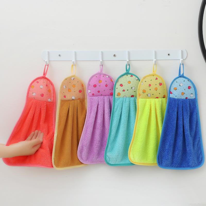 coral fleece material hand towel hanging kitchen thickened cleaning towel gift advertising towel