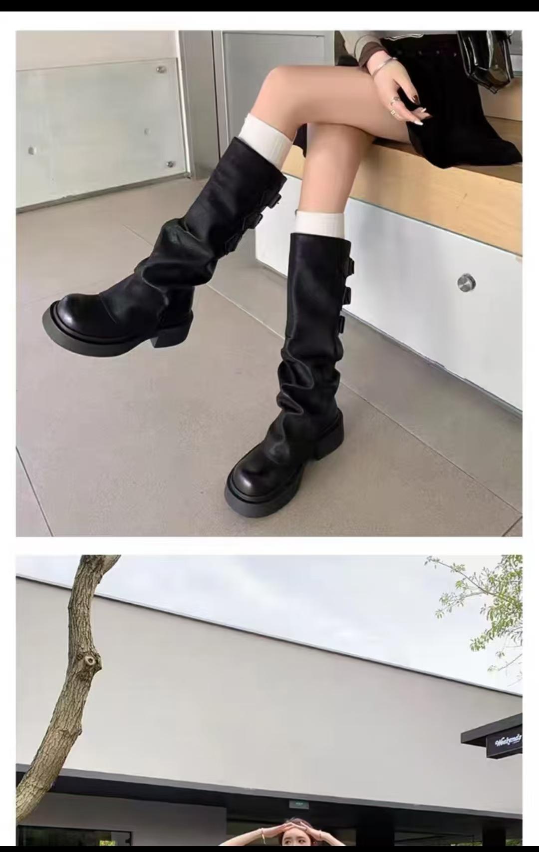 马丁靴女式皮靴真皮靴子秋冬新款韩版过膝靴女长筒靴Shoes女靴鞋真皮长款时尚保暖