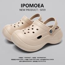 design sense internet celebrity big toe two-way high heel slippers summer clogs sandals women height increasing insole platform coros shoes women