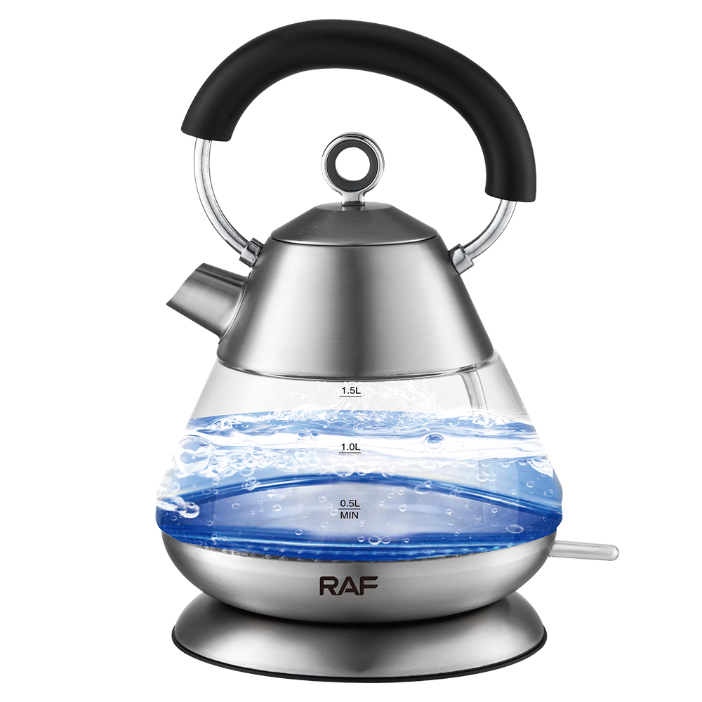 RAF European standard cross-border transparent glass 1.5L electric kettle with automatic large-capacity multi-functional kettle overheat protection Item Picture