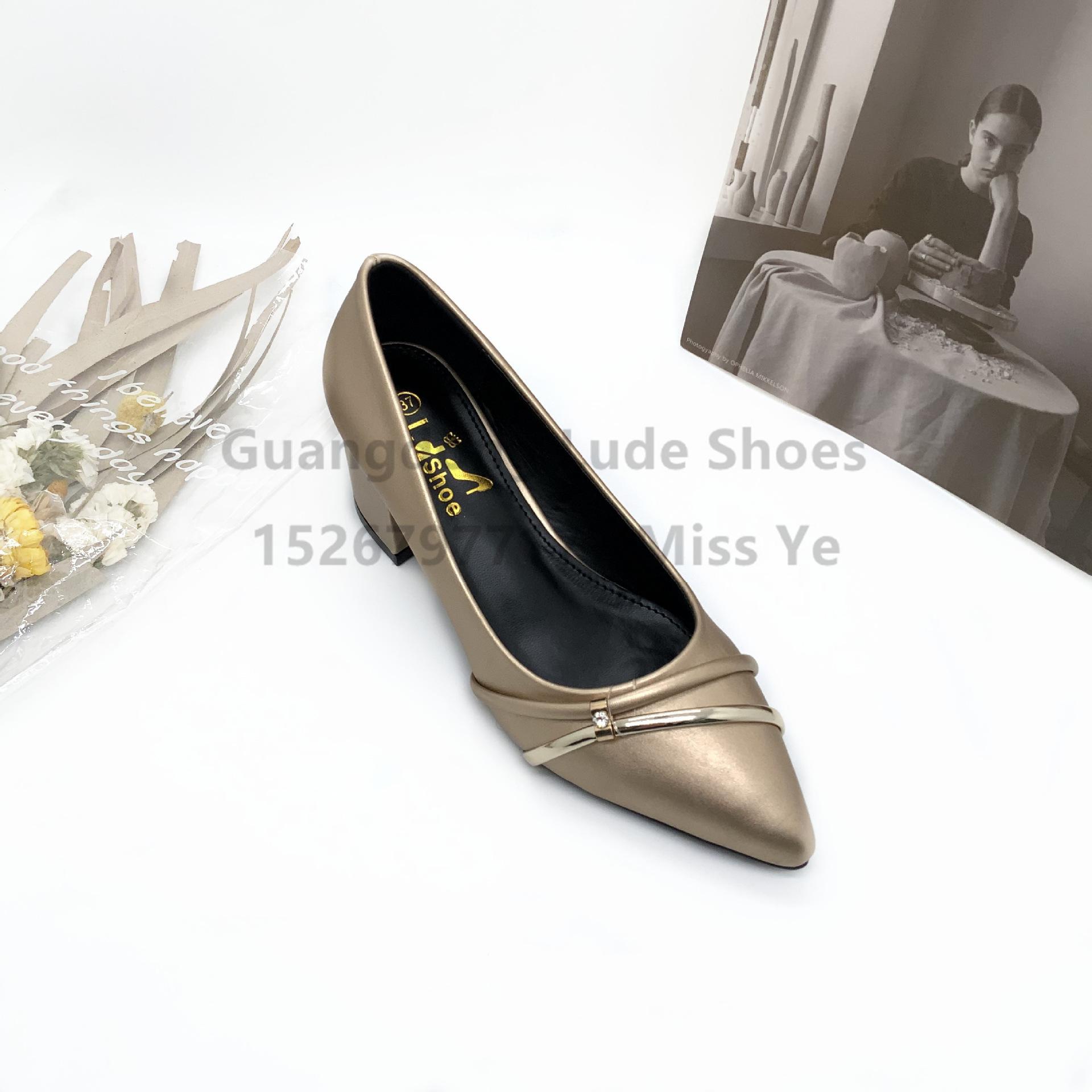 new women's high heels fashion shoes chunky heel pointed-toe fashion lady mature guangzhou women's shoes handcraft shoes