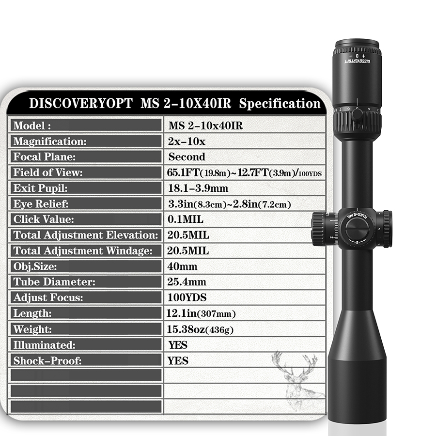 The new Discoverer MS 2-10X40IR glass plate tactical reticulated six-level red light band locking aiming telescope Application Scenario