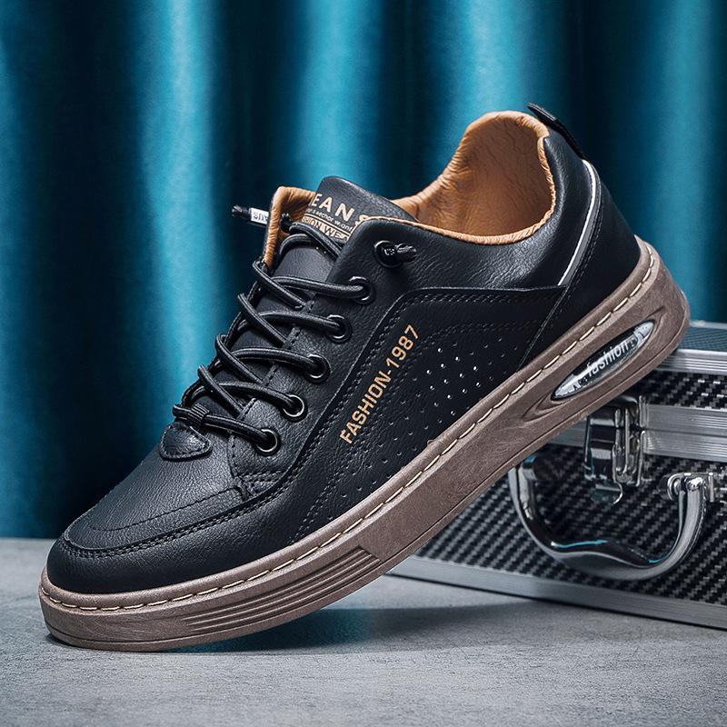 men's shoes summer new leather waterproof white shoes korean style skate shoes breathable casual shoes wear-resistant running sneaker