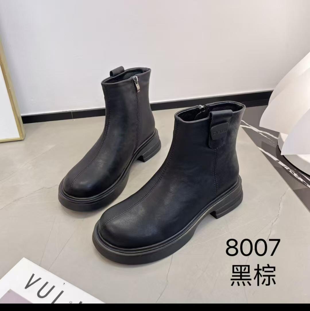 女式真皮马丁靴秋冬韩版过膝靴女靴鞋长款Shoes 真皮靴子时尚保暖耐磨女士皮靴