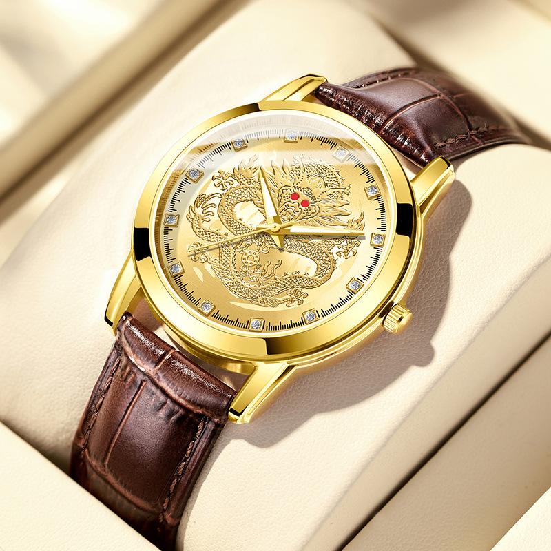 live hot selling dragon watch men's watches watch leather-belt watch quartz watch foreign trade factory in stock one piece dropshipping