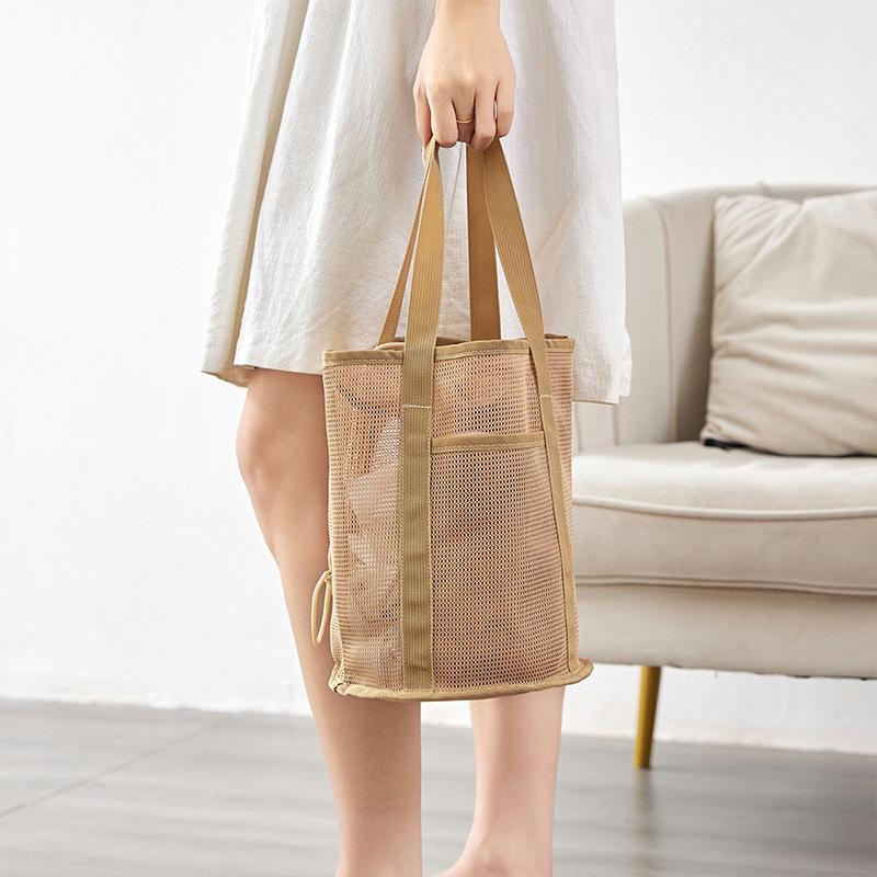 Cross-Border Japanese and Korean Casual Mesh Cosmetics Storage Bag Travel Portable Drawstring Drawstring Bag Swimming Lightweight Personal Hygiene Bag