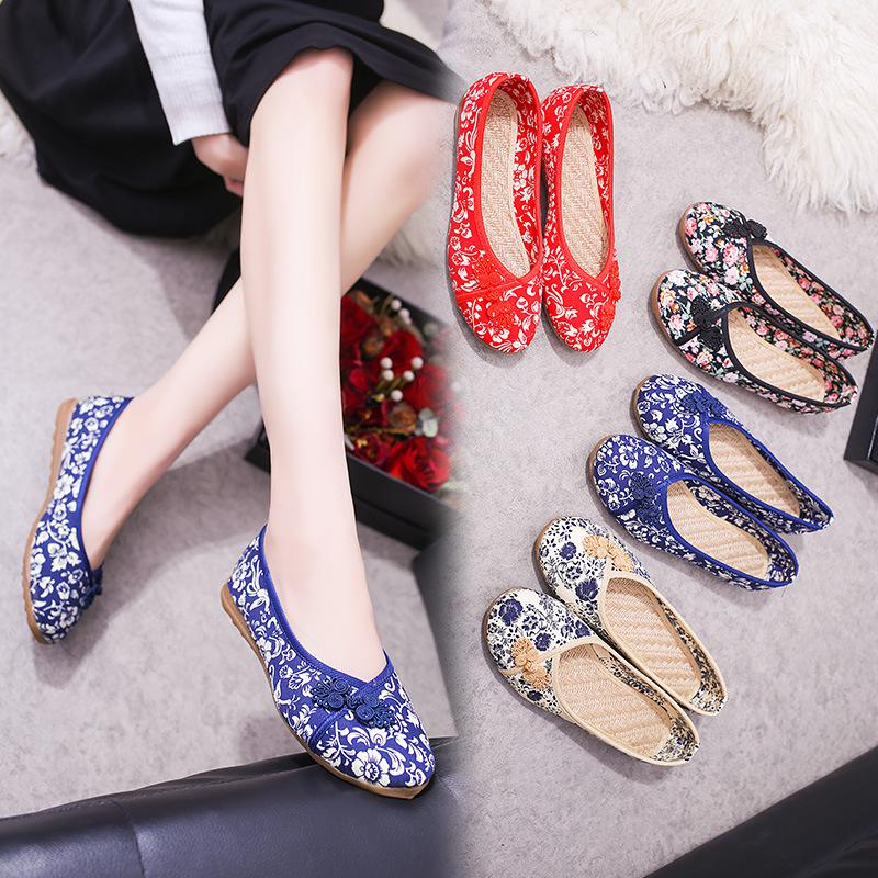 embroidered cotton shoes women's ancient style shoes pumps chinese style flat hanfu old beijing embroidered cotton shoes wholesale one piece dropshipping