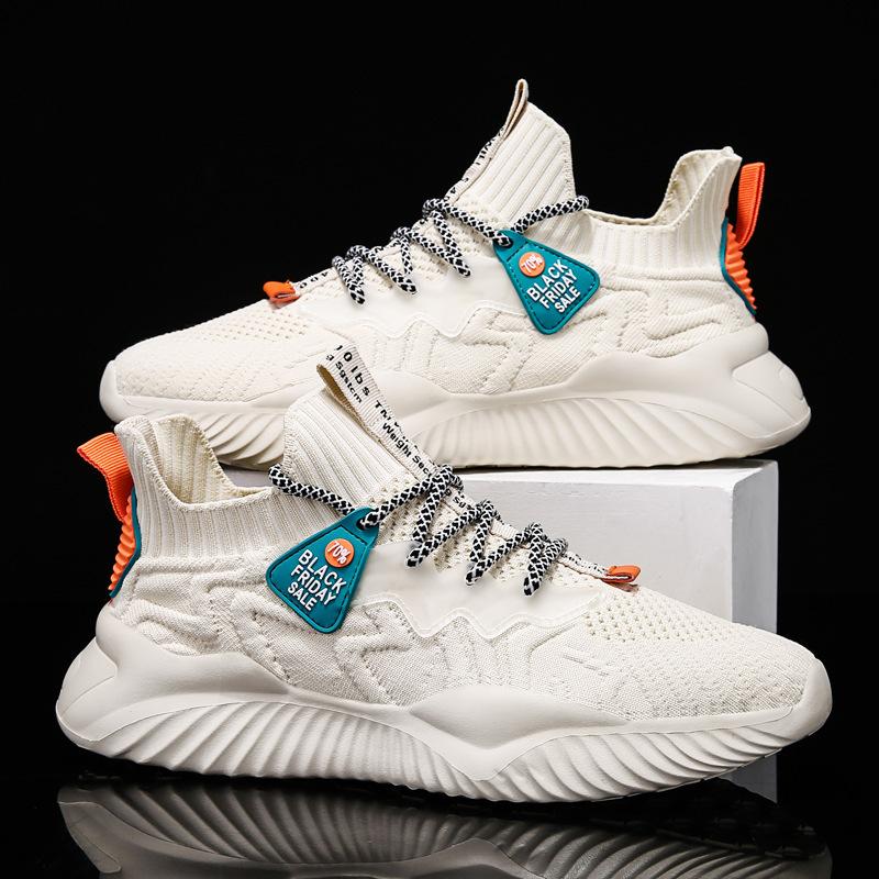 Autumn New Slip-on Men's Sports Shoes Casual Men's Shoes Breathable Flying Woven Dad Shoes Foreign Trade Coconut Shoes Men