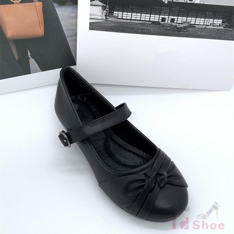 New Foreign Trade Student Shoes Children's Shoes Spring and Summer small Black Shoes Pleated Simple Guangzhou Women's Shoes Craft Shoes Student Women's Shoes
