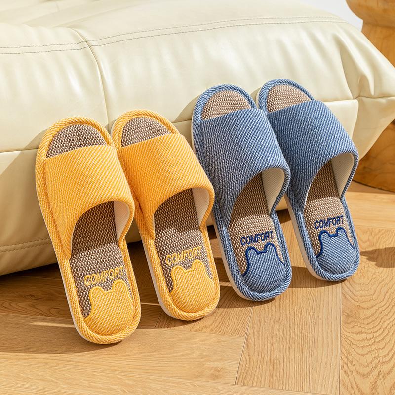 linen slippers for women spring and autumn four seasons indoor home cotton and linen poop feeling home home non-slip summer male couple wholesale