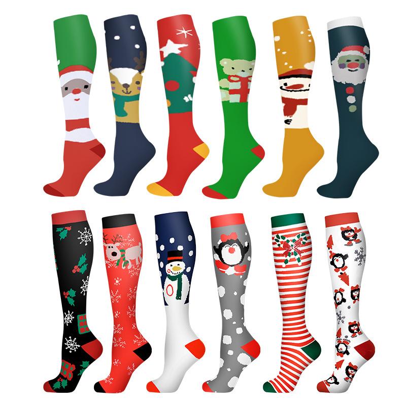 amazon wish popular christmas stockings compression stockings cross-border halloween adult running sports compression calf socks
