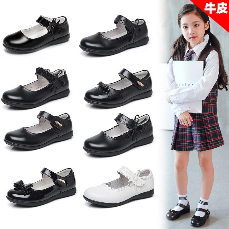 Children's Leather Shoes Female Soft Genuine Leather Black Princess Shoes Campus Performance Pumps Student Soft Leather Performance Shoes One Piece Dropshipping
