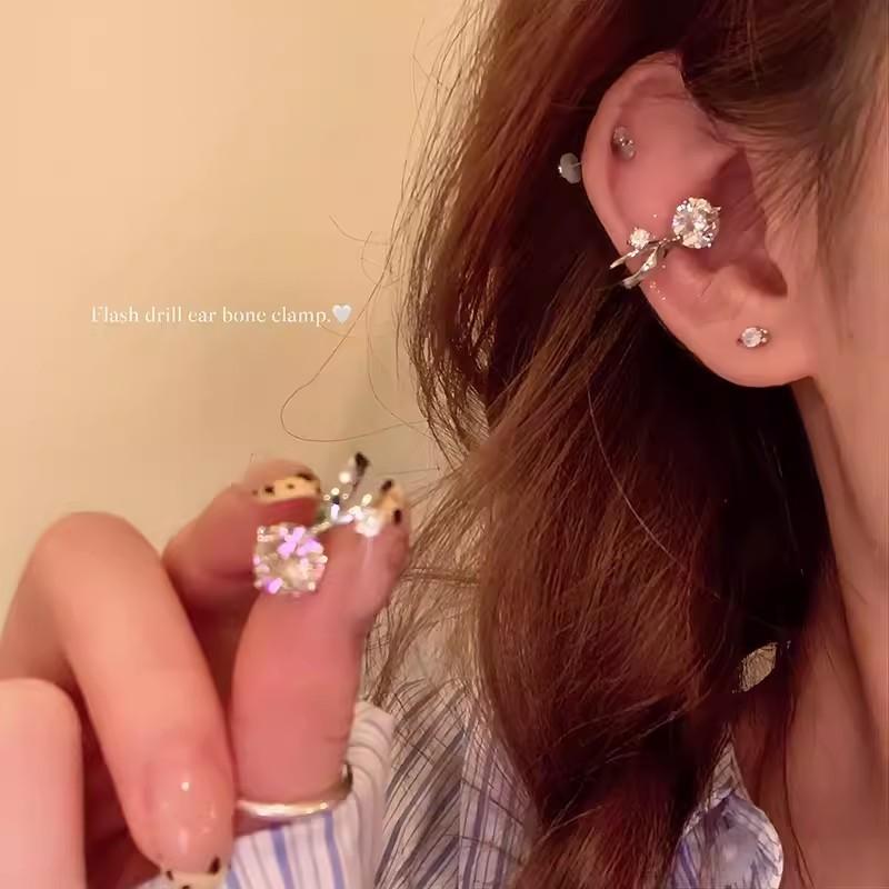 genoptics aura essence sparking zirconium ear clip non-piercing ear clip unique and beautiful high-end sense light luxury temperament earrings female earrings