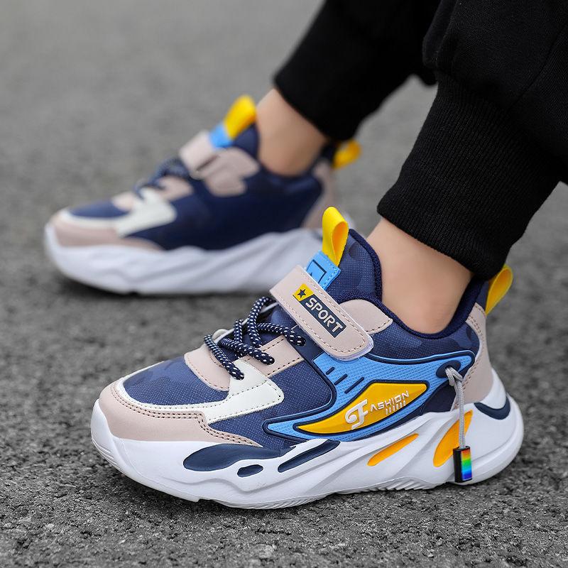 spring and autumn school season running shoes casual shoes boy's shoes medium and big children mesh leather surface sneakers non-slip children sports