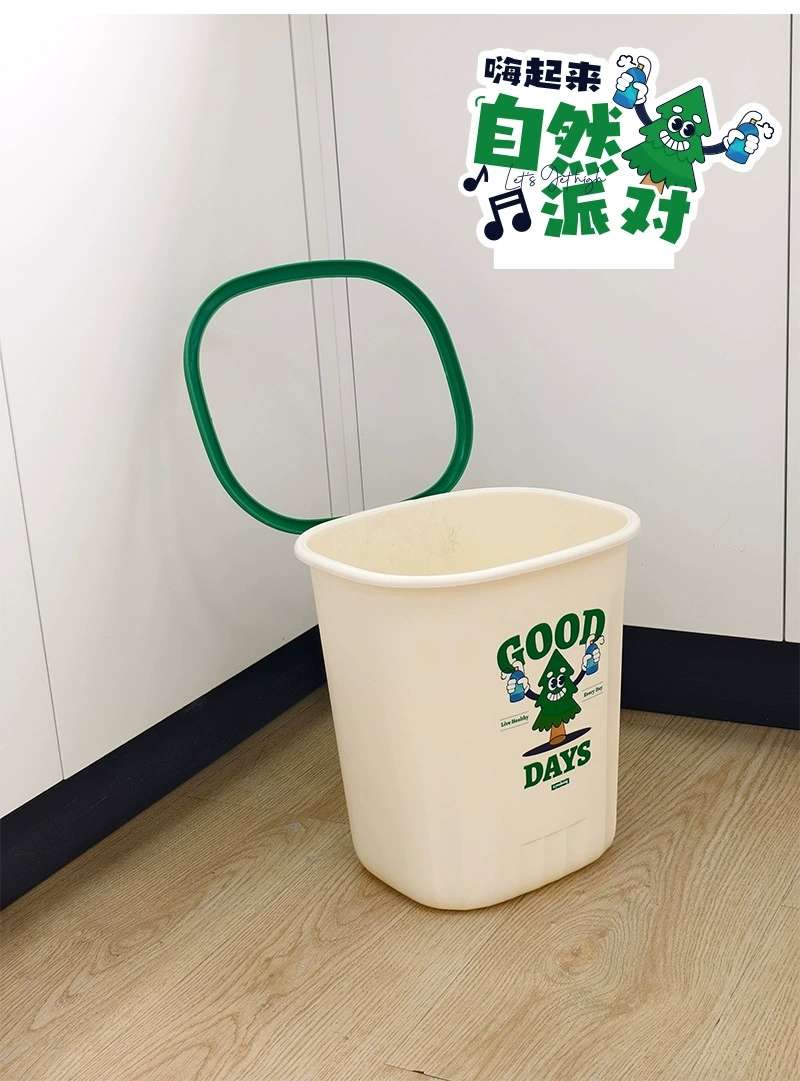 Y19-YN-543小号压圈垃圾桶塑料卫生桶开学季家用客厅卫生间垃圾桶详情图2
