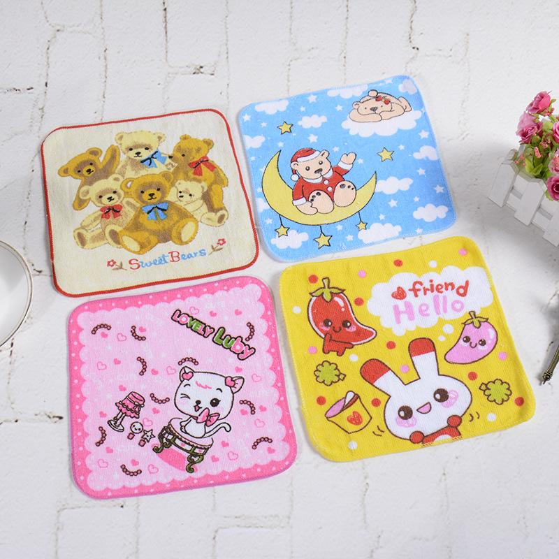 Kids' Towel Creative Cute Cartoon Cotton Printed Small Square Scarf Outdoor Home Travel Face Towel Wholesale