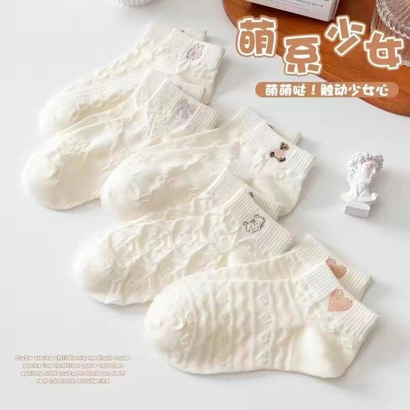 socks love female cute japanese summer lace white bear spring and summer socks tide white socks ankle socks female cartoon