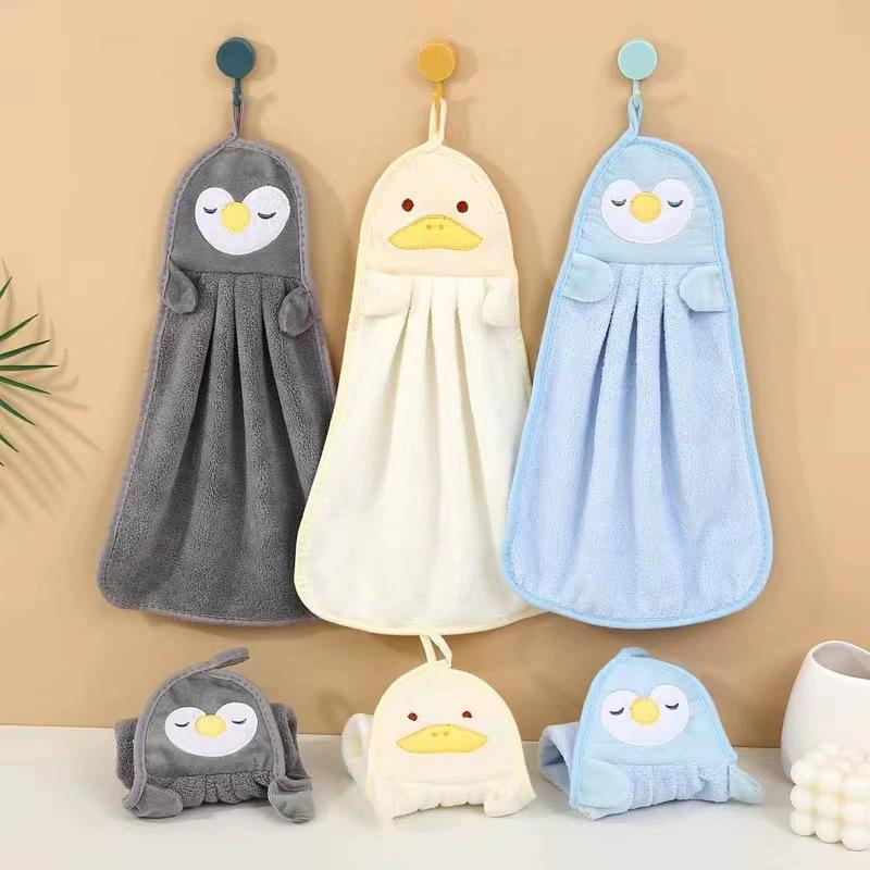 Toilet Hanging Hand Towel Small Yellow Du Hand Towel Penguin Hand Towel Cute Saliva Towel Absorbent Towel
