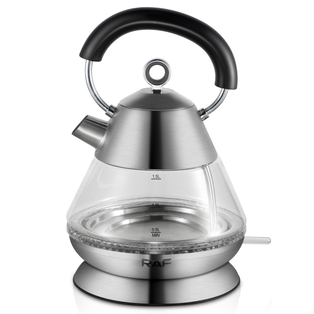 RAF European standard cross-border transparent glass 1.5L electric kettle with automatic large-capacity multi-functional kettle overheat protection Specification image